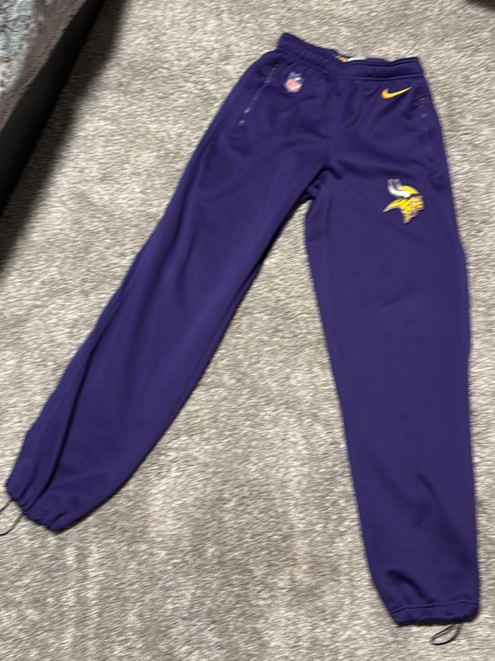 Nike Mens Purple Minnesota Vikings Logo Sweatpants with Yellow Accents